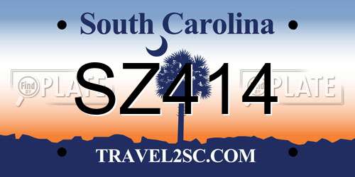 SZ414 South Carolina License Plate
