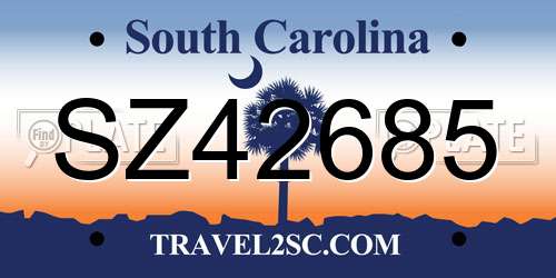 SZ42685 South Carolina License Plate