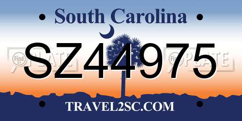 SZ44975 South Carolina License Plate