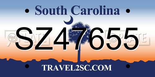 SZ47655 South Carolina License Plate