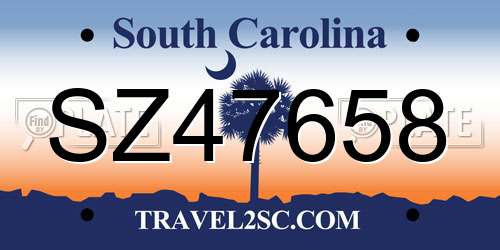 SZ47658 South Carolina License Plate
