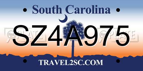 SZ4A975 South Carolina License Plate