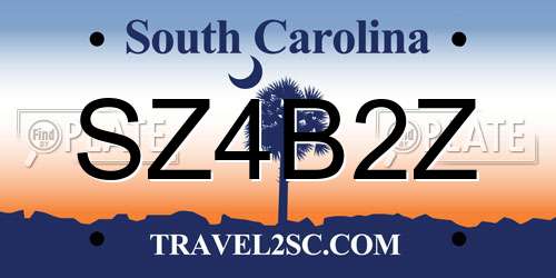 SZ4B2Z South Carolina License Plate