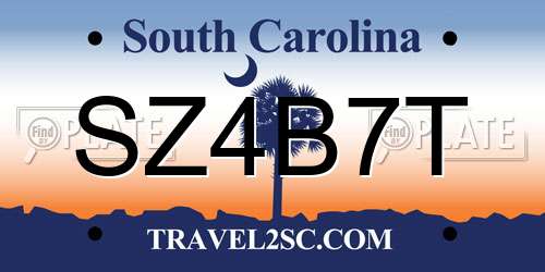 SZ4B7T South Carolina License Plate