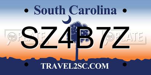 SZ4B7Z South Carolina License Plate