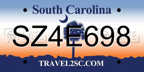 SZ4E698 South Carolina License Plate