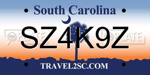 SZ4K9Z South Carolina License Plate