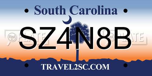 SZ4N8B South Carolina License Plate