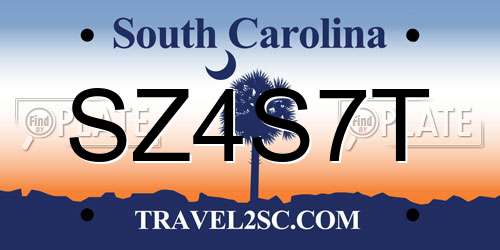SZ4S7T South Carolina License Plate