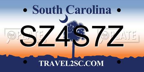 SZ4S7Z South Carolina License Plate