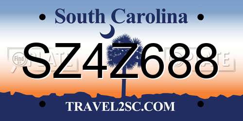 SZ4Z688 South Carolina License Plate