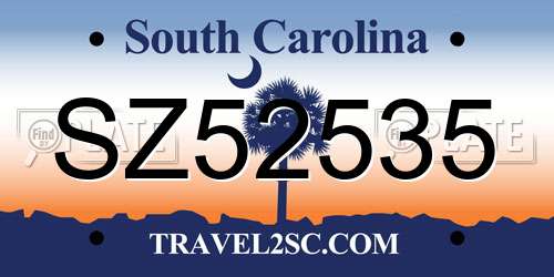 SZ52535 South Carolina License Plate