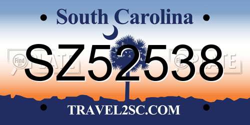 SZ52538 South Carolina License Plate