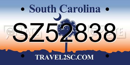 SZ52838 South Carolina License Plate