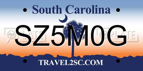 SZ5M0G South Carolina License Plate