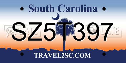 SZ5T397 South Carolina License Plate