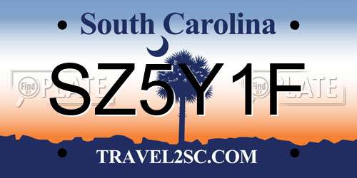 SZ5Y1F South Carolina License Plate