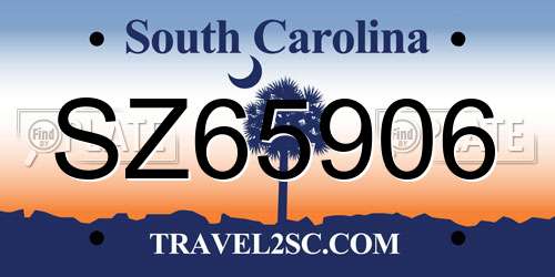 SZ65906 South Carolina License Plate