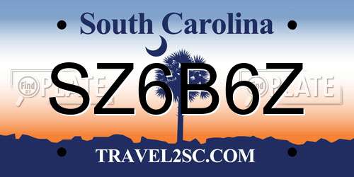 SZ6B6Z South Carolina License Plate