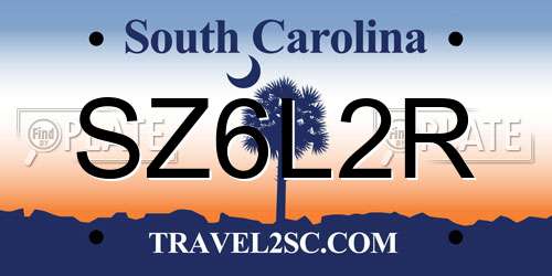 SZ6L2R South Carolina License Plate