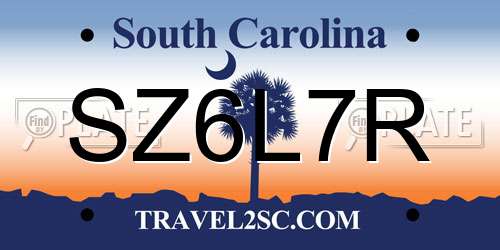 SZ6L7R South Carolina License Plate