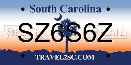 SZ6S6Z South Carolina License Plate