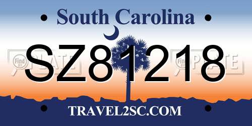 SZ81218 South Carolina License Plate