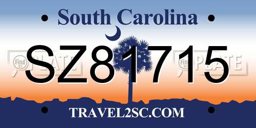 SZ81715 South Carolina License Plate