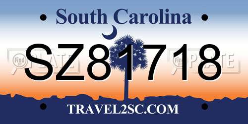 SZ81718 South Carolina License Plate