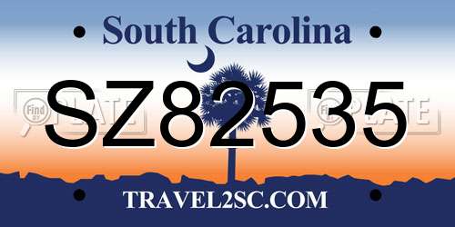 SZ82535 South Carolina License Plate