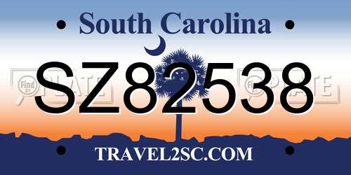 SZ82538 South Carolina License Plate