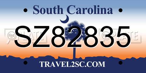 SZ82835 South Carolina License Plate