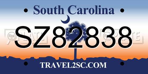 SZ82838 South Carolina License Plate