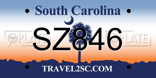 SZ846 South Carolina License Plate