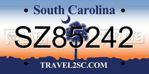 SZ85242 South Carolina License Plate