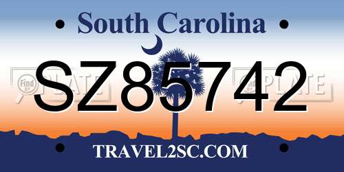 SZ85742 South Carolina License Plate