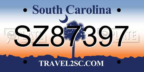 SZ87397 South Carolina License Plate