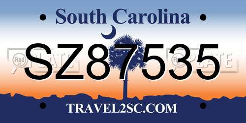 SZ87535 South Carolina License Plate