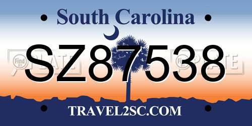 SZ87538 South Carolina License Plate
