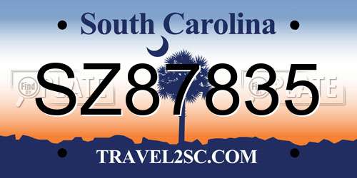 SZ87835 South Carolina License Plate