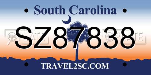 SZ87838 South Carolina License Plate