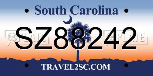 SZ88242 South Carolina License Plate