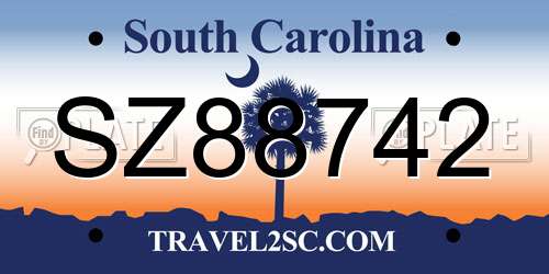 SZ88742 South Carolina License Plate