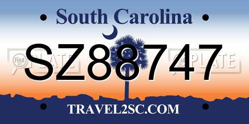 SZ88747 South Carolina License Plate