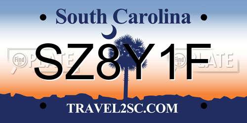 SZ8Y1F South Carolina License Plate