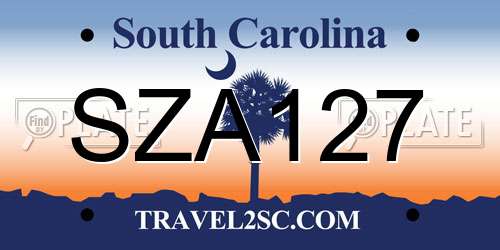 SZA127 South Carolina License Plate