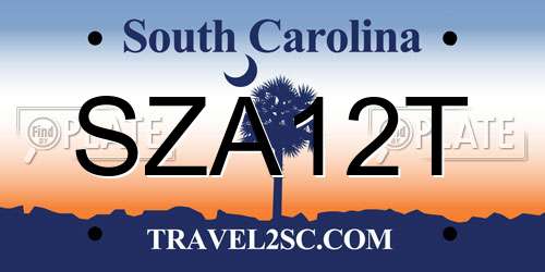 SZA12T South Carolina License Plate