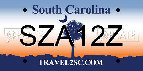 SZA12Z South Carolina License Plate