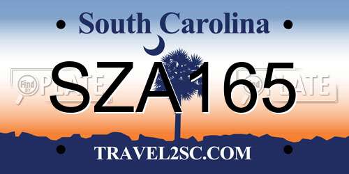 SZA165 South Carolina License Plate