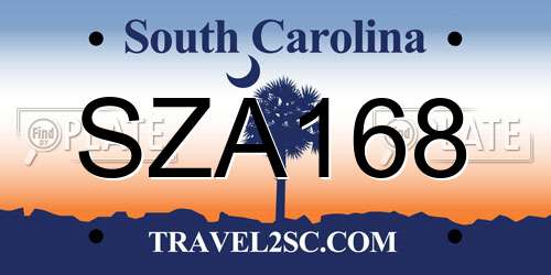 SZA168 South Carolina License Plate